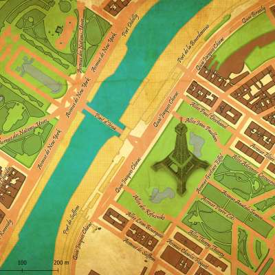 Old Map for the Eiffel Tower Paris Profile Picture